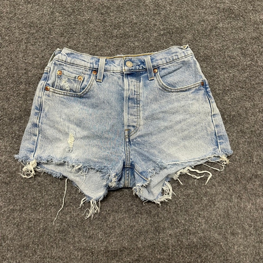 Levi's Shorts Womens Size 25 Light Wash Distressed Cut Off Denim 501 Original